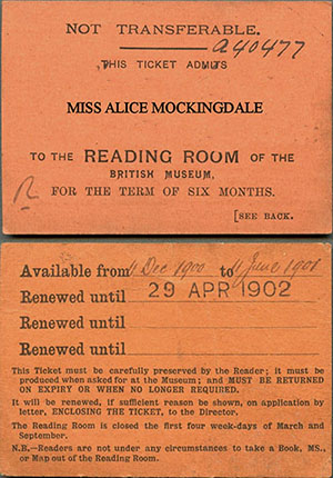 British Museum Reading Room Ticket